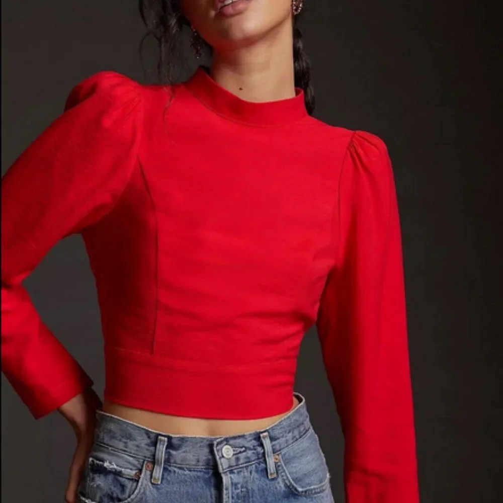 Anthropologie Maeve 16 NWT Black Open-Back Blouse Top Bow Tie back - Picture 6 of 6